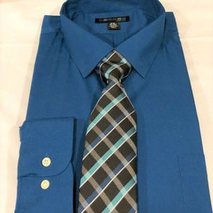 Shirt & tie mens size L neck 16-16.5" new sleeve 32/33" 60% cotton polyester